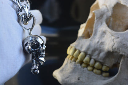 Silver Skull and Crossbones Pendant, Jolly Roger Necklace, Realistic Pirate Skull, Memento Mori