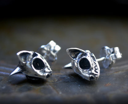 Pendientes tiny felinos místicos – Plata de ley artesanal