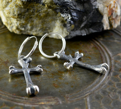 Hoops with crossbones, Earrings for men and women punk style