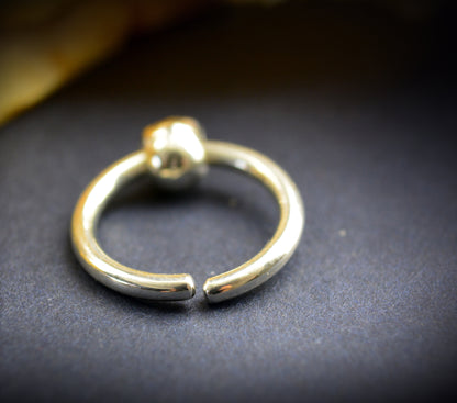 Aro para nariz con calavera pequeña de plata de ley , Septum, joyería punk