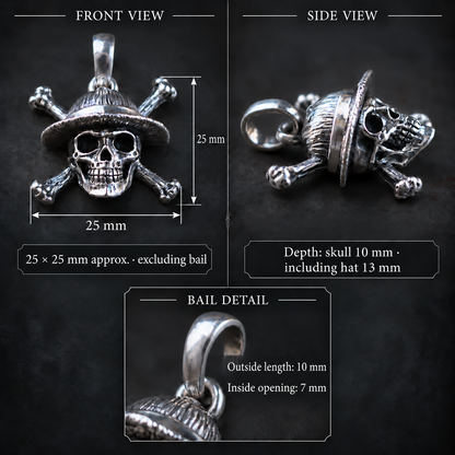 Colgante calavera con sombrero en plata · Vida Pirata