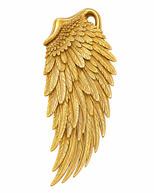 Primer pago reserva – Colgante personalizado de ala en oro macizo de 14k – Reservado para Andreas