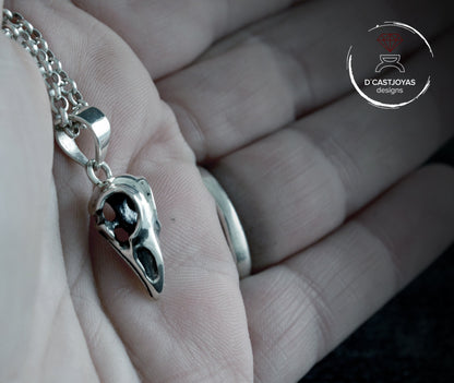 Colgante vikingo pequeño plata 925 de cráneo cuervo