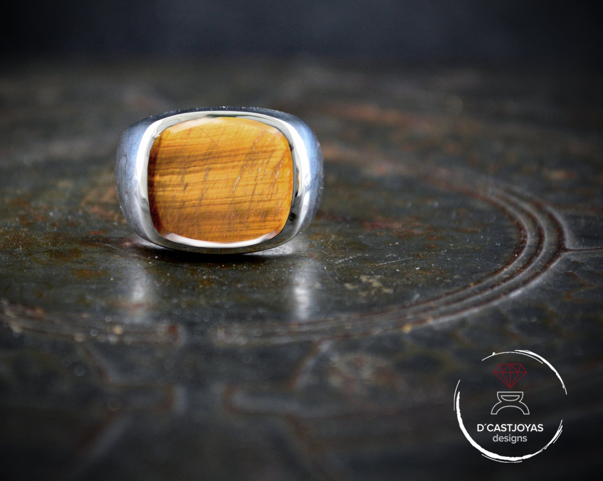 Anillo sello con ojo de tigre - D´Cast