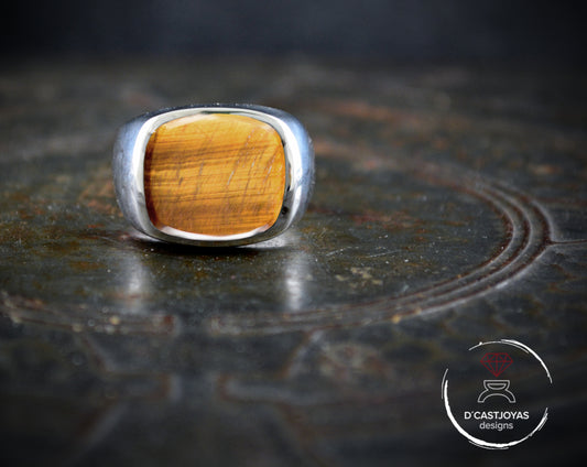 Anillo sello con ojo de tigre