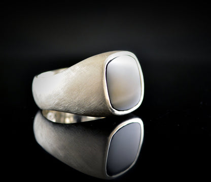 Anillo sello cuadrado de plata maciza con lapis lázuli, Anillo de sello cuadrado, Anillo con piedra azul, Regalo genial para hombres