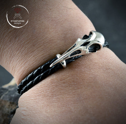Reemplazo cuero Pulsera Cuervo y calavera