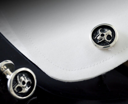 Gemelos de plata con calavera de gato, Regalo de boda original