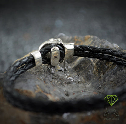 Reemplazo cuero Pulsera Cuervo y calavera