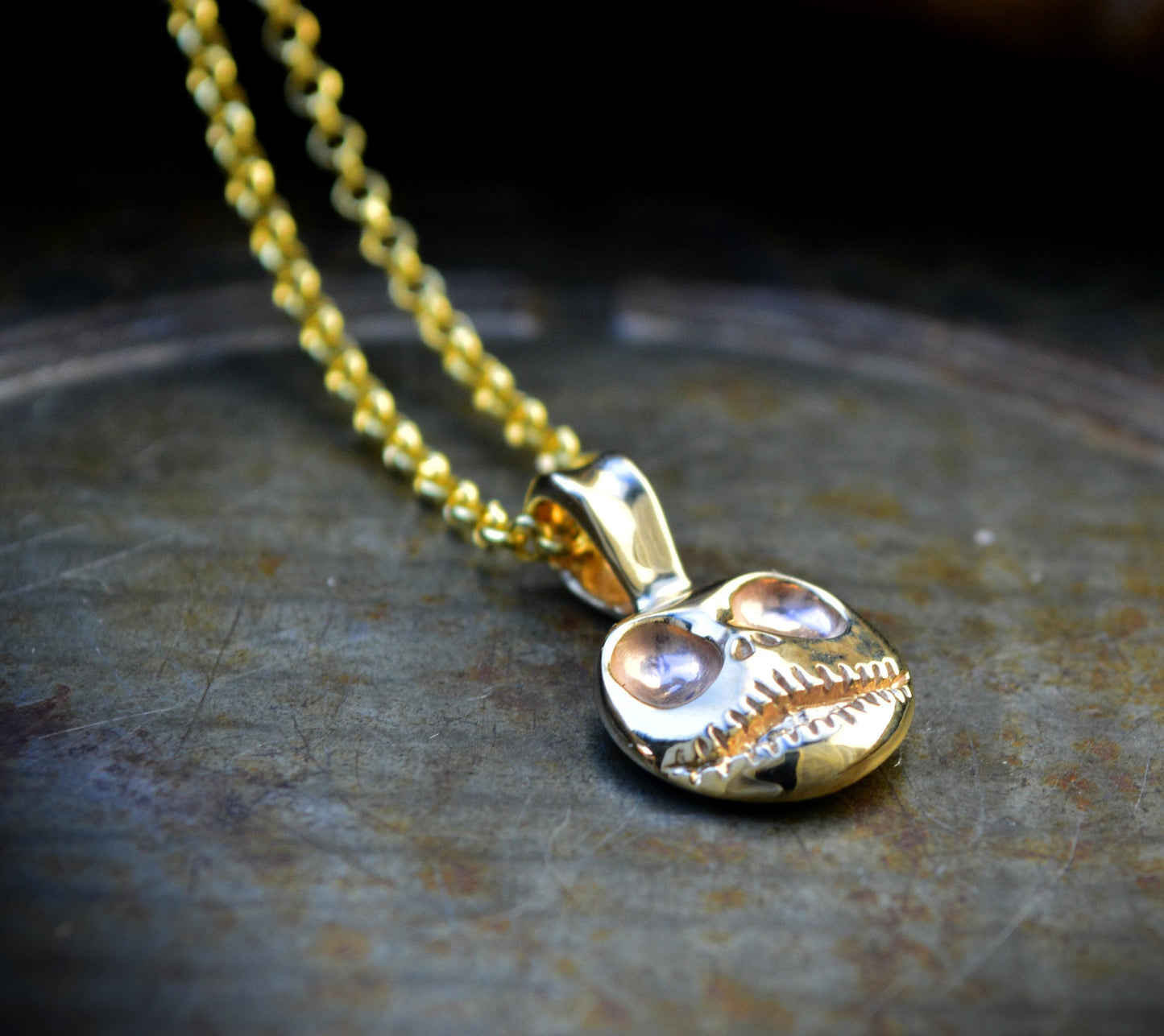 Colgante de Jack Skellington de oro macizo, joyería de calavera gótica, Pesadilla antes de Navidad, collar Wimsigoth