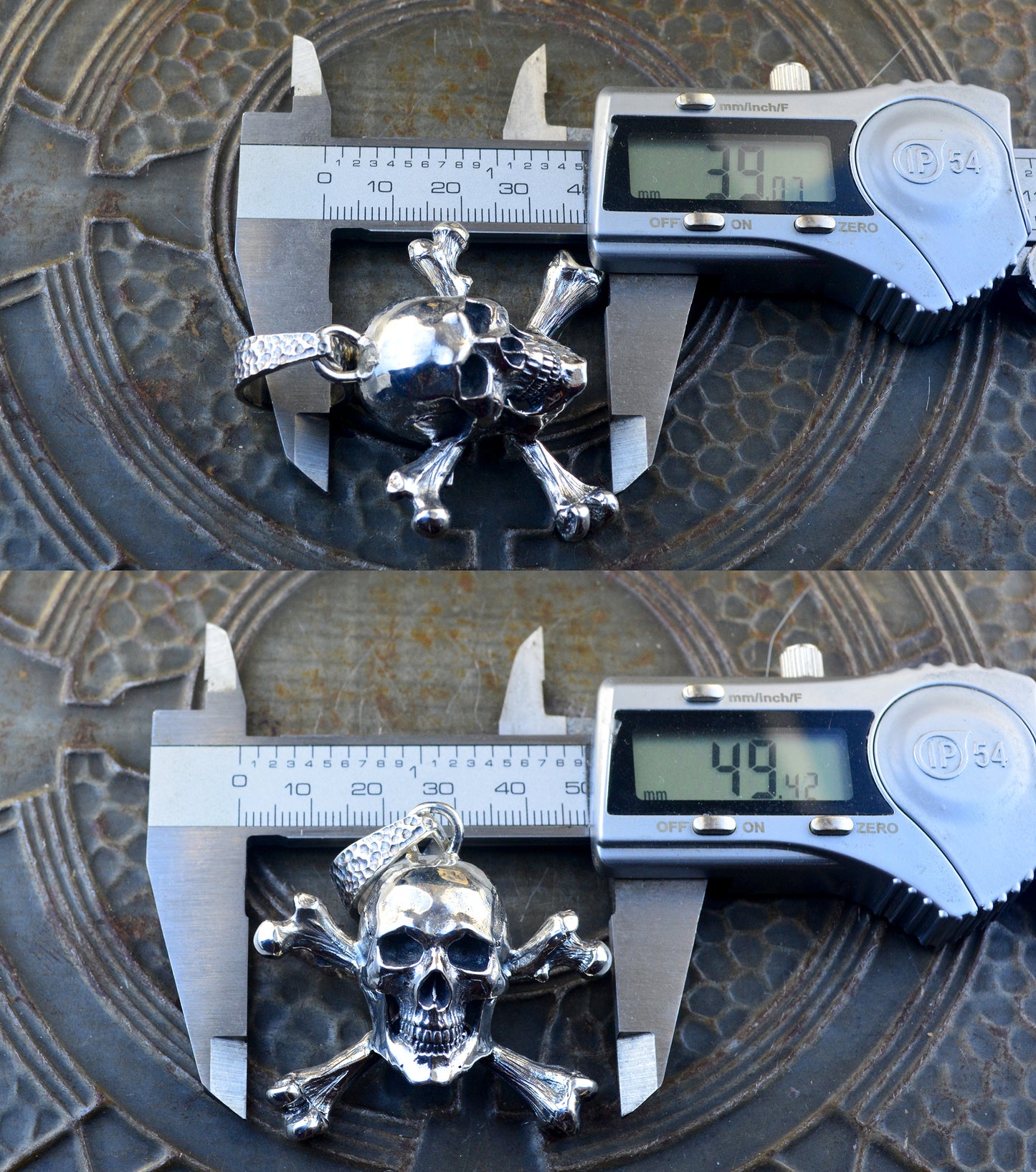 Silver Skull and Crossbones Pendant, Jolly Roger Necklace, Realistic Pirate Skull, Memento Mori