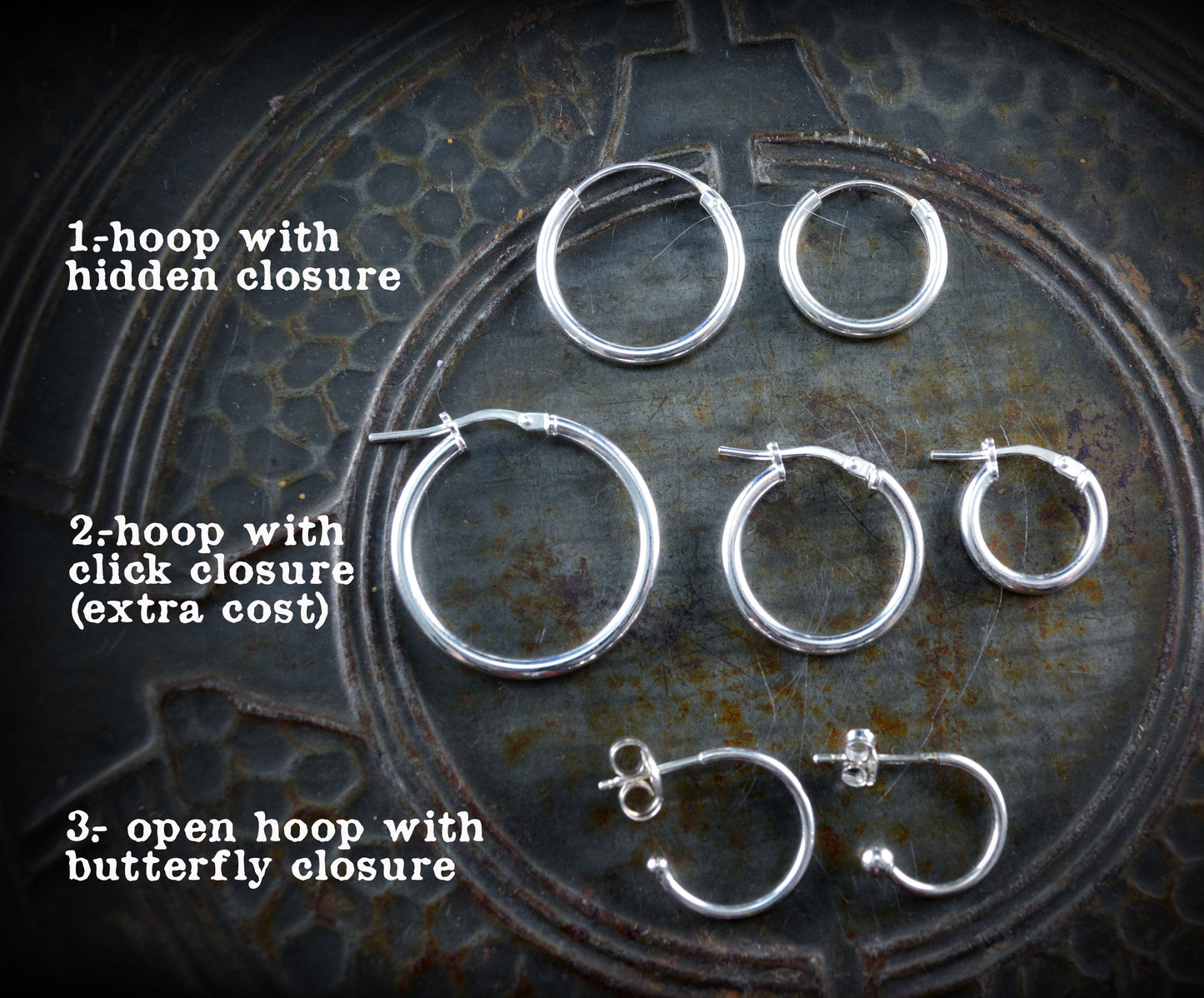 Hoop with skull in sterling silver, Earrings for men and women