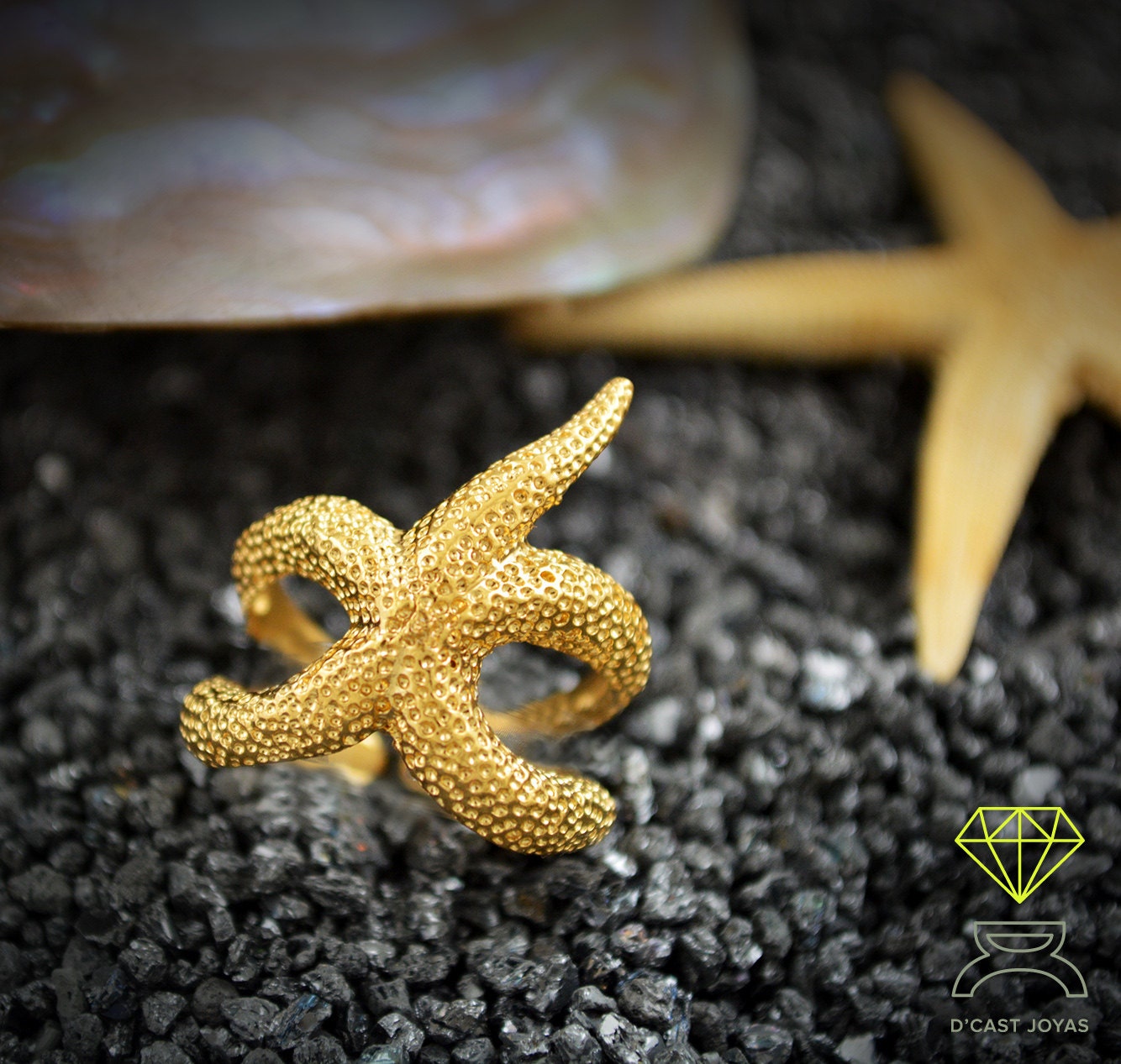 Anillo ajustable estrella de mar envolvente, Joyería del mar