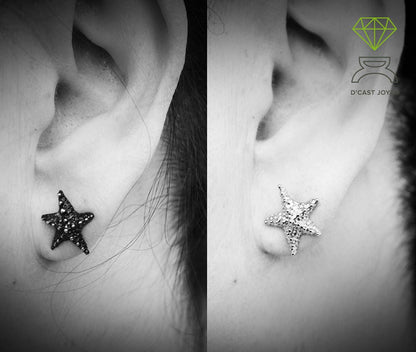 Pendientes plata pequeños estrella de mar, Estilo Boho - D´Cast
