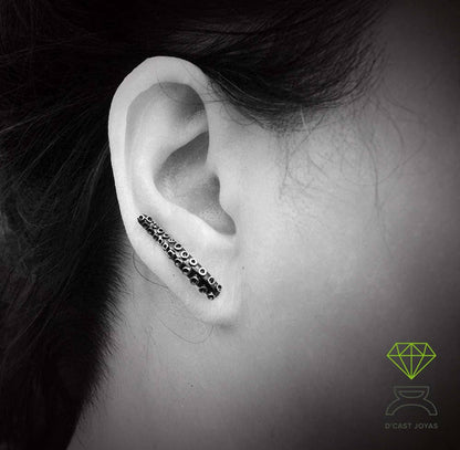 Pendiente Ear cuff plata octopus, Arete tentáculo de pulpo, Pendientes trepador, Joyería del mar, Joyería unisex, Pendiente artesanal - D´Cast