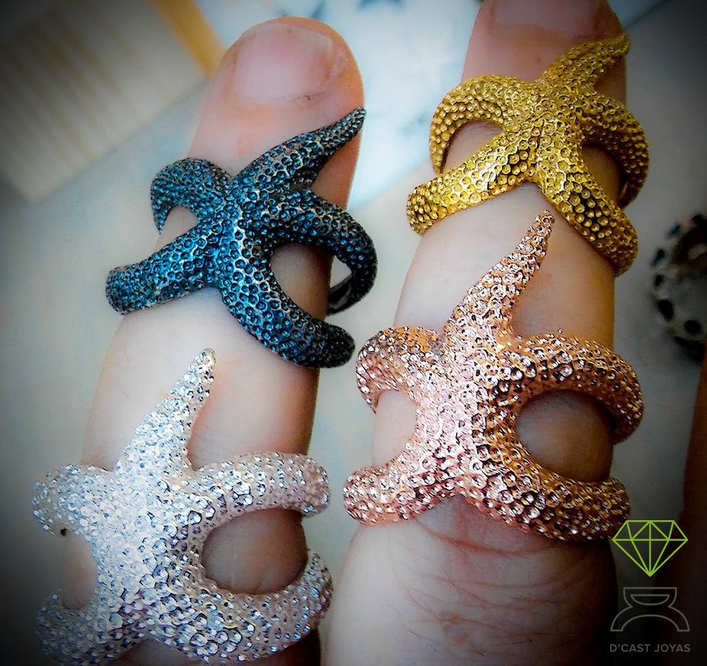 Anillo ajustable estrella de mar envolvente, Joyería del mar