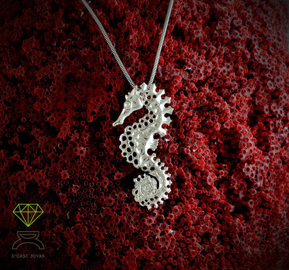 Colgante plata Caballito de mar, Colgante plata artístico, Collar plata esqueleto de caballo, Joyería del mar, Colgante unisex, Estilo boho - D´Cast