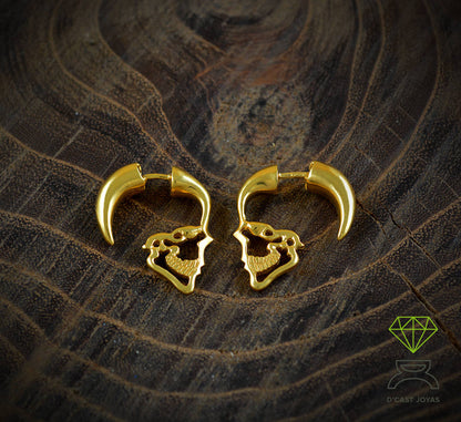 Pendiente de aro plata 925 calavera, Aro perfil calavera, Falso dilatador, Pendientes hombre, Joyería gótica. Pendiente artesanal