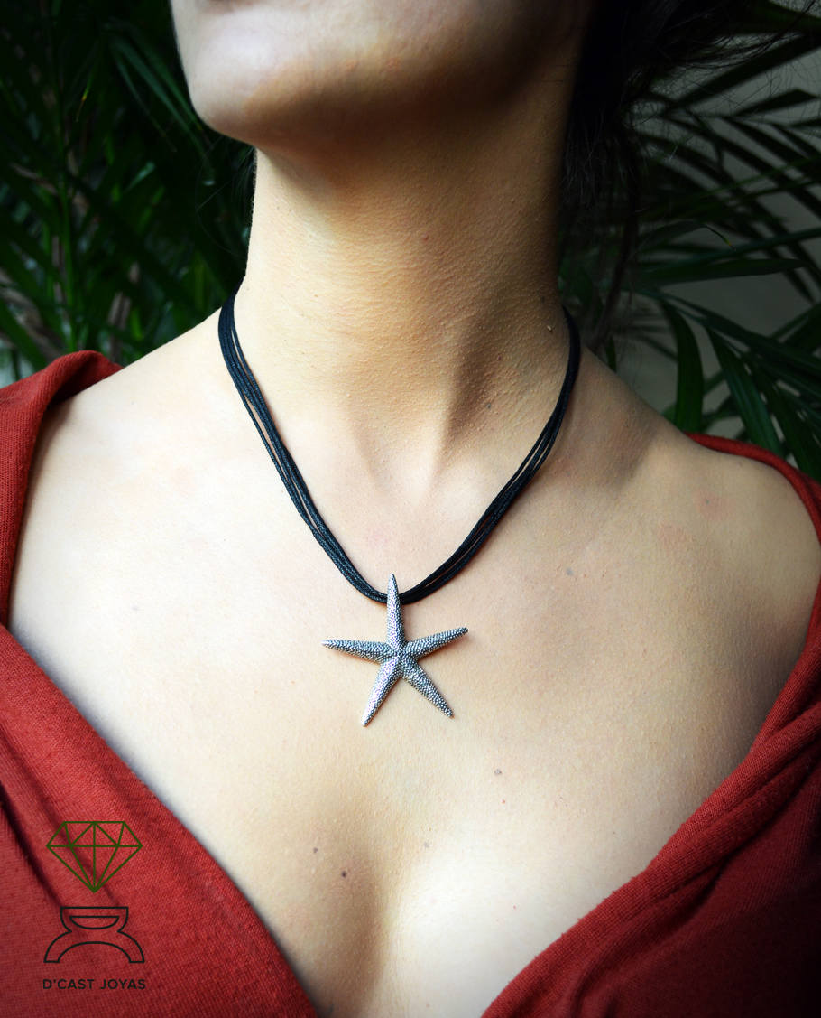 925 silver pendant Big starfish, Sea jewelry, Big starfish necklace, Boho style, Handmade pendant
