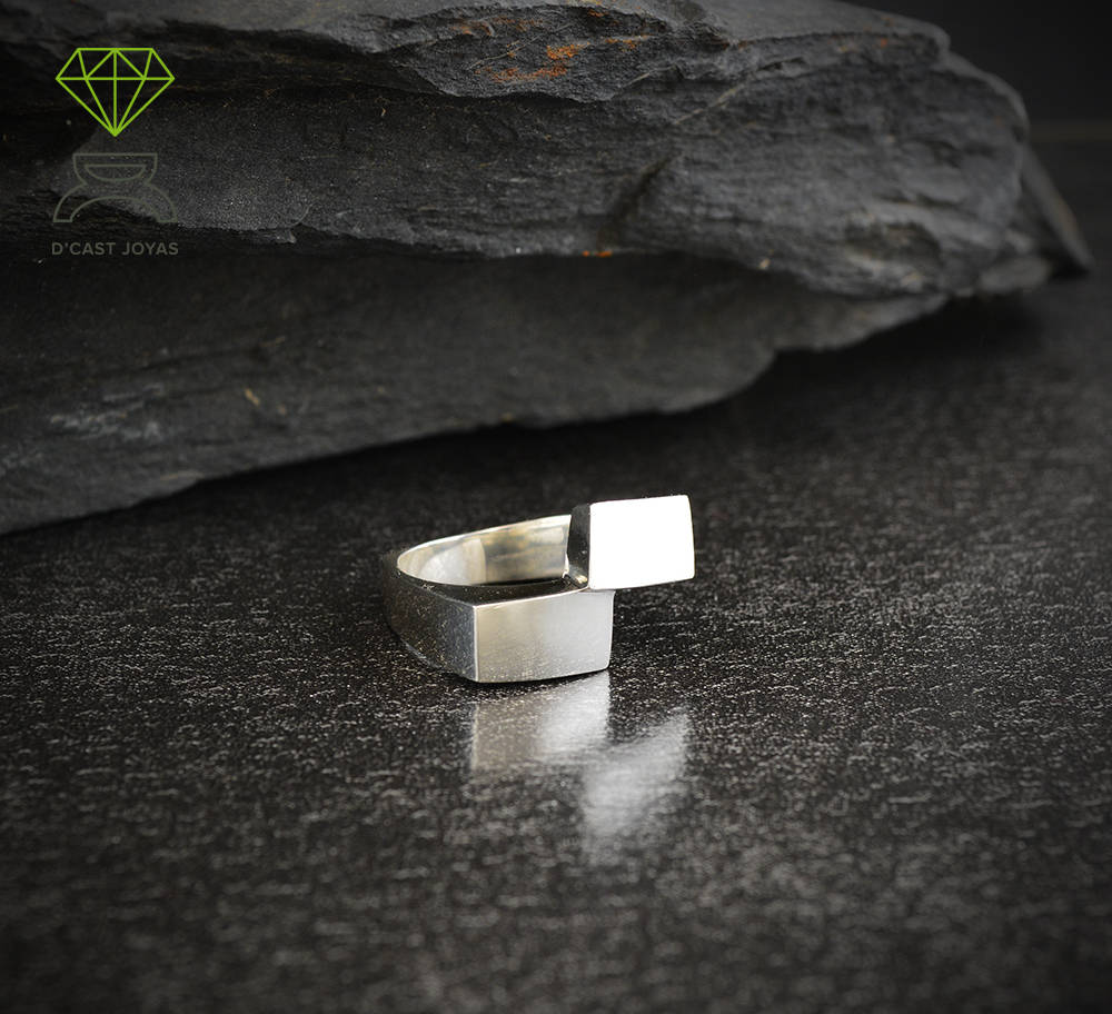 Geometric silver ring, Men's silver ring, Rectangular silver ring, Handmade ring, Contemporary jewelry, Urban style