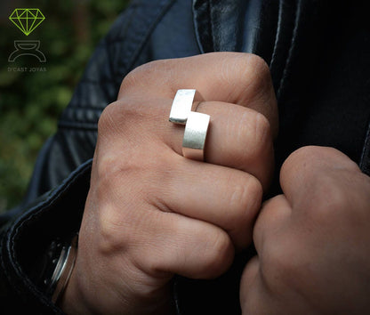 Geometric silver ring, Men's silver ring, Rectangular silver ring, Handmade ring, Contemporary jewelry, Urban style