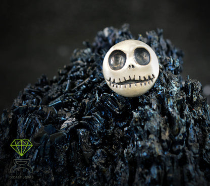 Jack Skellington Silber Pin, Weihnachtsgeschenk, massiver Silber Pin, Totenkopf Silber Pin, handgemachter Pin