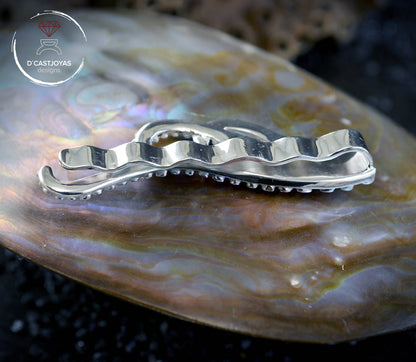 Pisacorbatas pulpo de plata 925, Regalo original  padrino de boda, Clip de corbata tentáculos de pulpo, Joyas de océano, Joyas artesanales - D´Cast