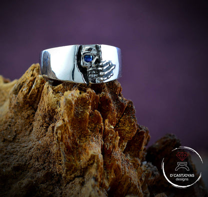 Anillo banda calavera Winter is coming pequeño