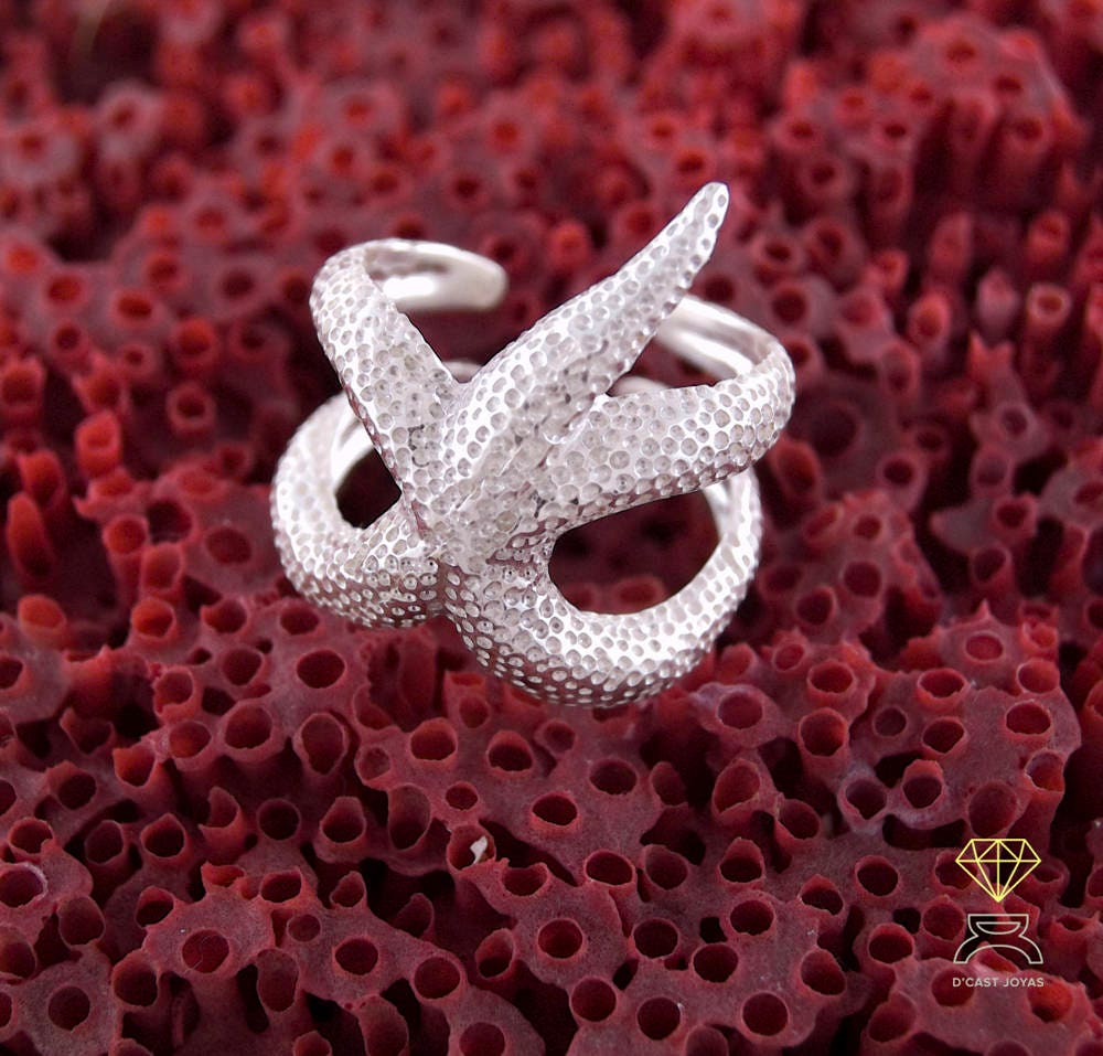 Anillo ajustable estrella de mar envolvente, Joyería del mar