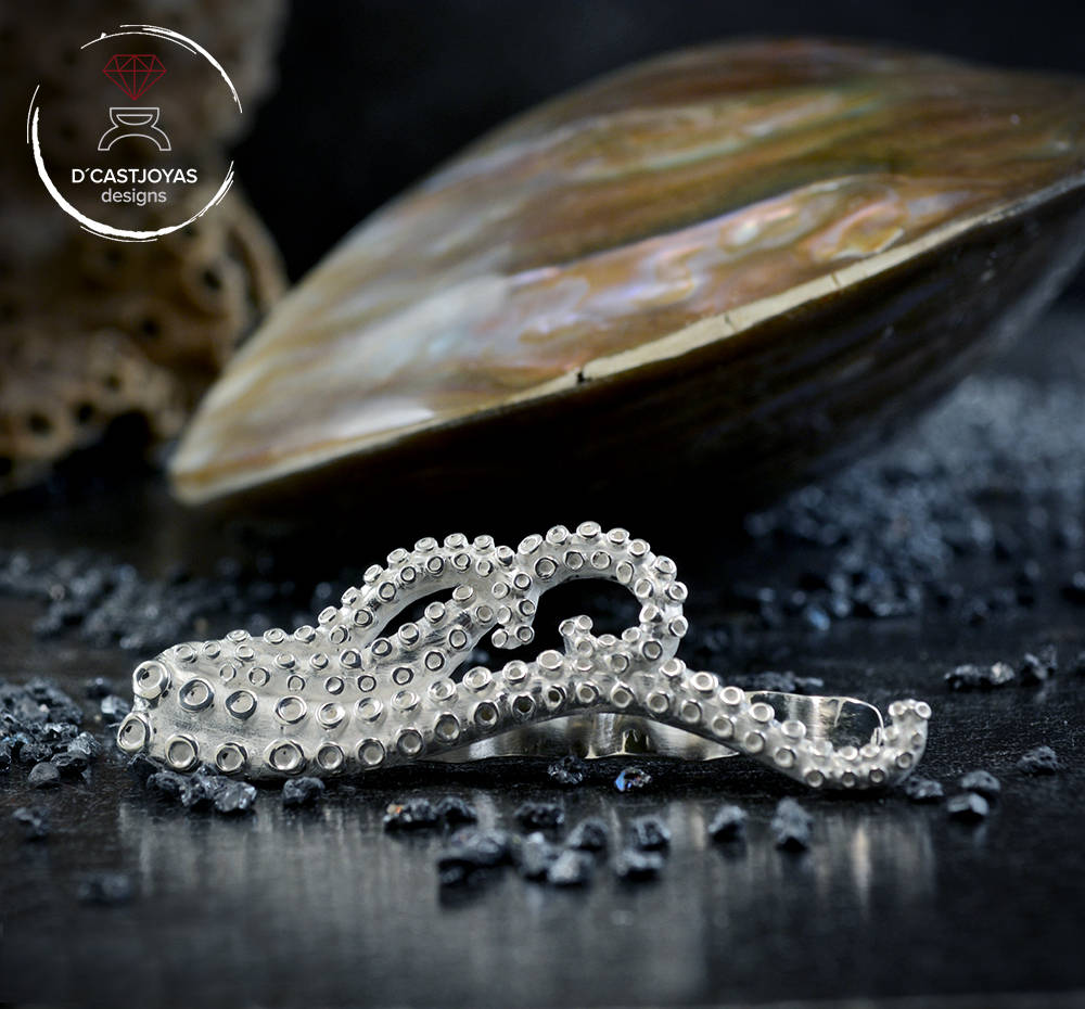 Pisacorbatas pulpo de plata 925, Regalo original  padrino de boda, Clip de corbata tentáculos de pulpo, Joyas de océano, Joyas artesanales - D´Cast