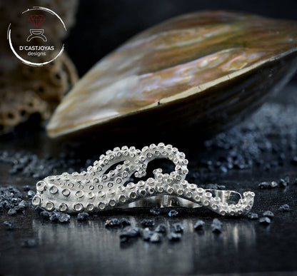 Pisacorbatas pulpo de plata 925, Regalo original  padrino de boda, Clip de corbata tentáculos de pulpo, Joyas de océano, Joyas artesanales - D´Cast