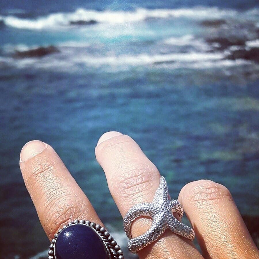 Anillo ajustable estrella de mar envolvente, Joyería del mar