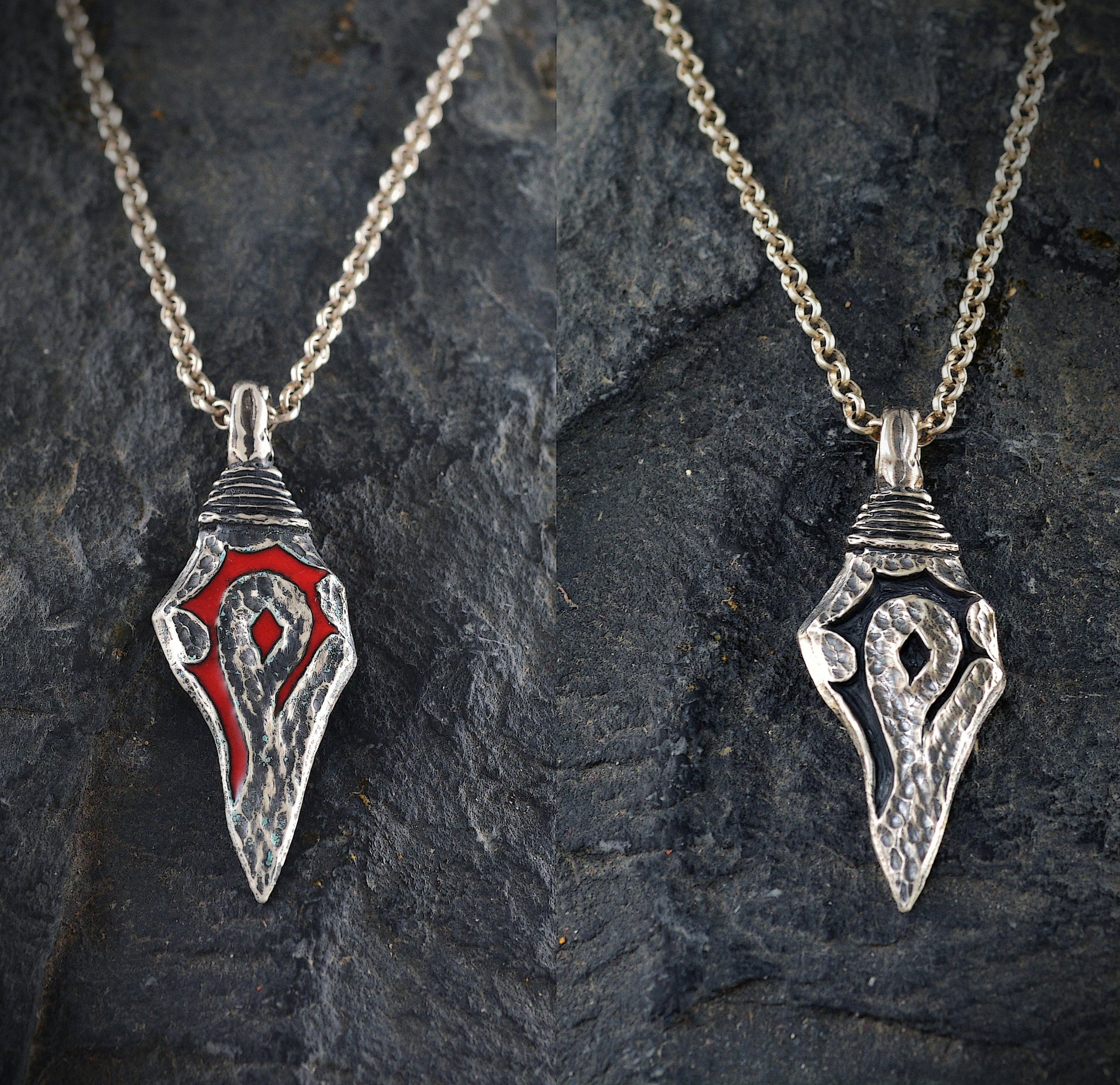 Horde silver pendant, Wow pendant, Rustic silver oxidized men's pendant