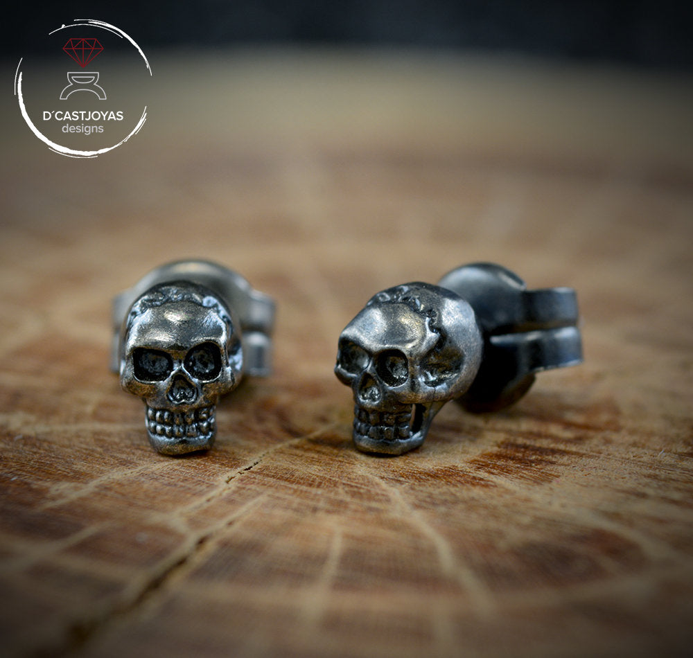 Tiny Skull Earrings Silver 925, Skull Stud Earrings for Women and Men