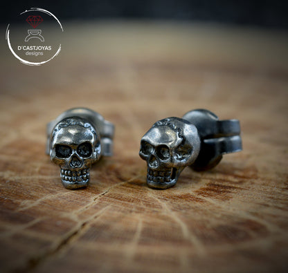 Tiny Skull Earrings Silver 925, Skull Stud Earrings for Women and Men