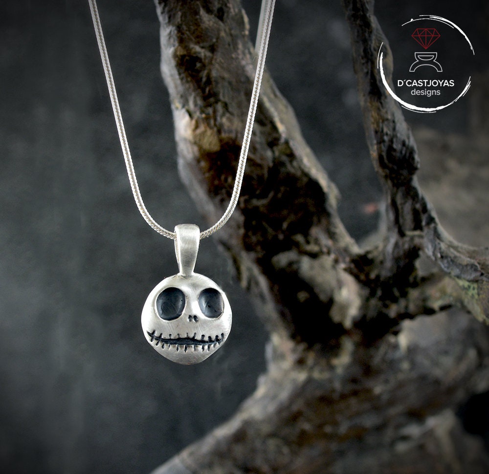 Jack Skellington silver pendant, Skull silver pendant, Gothic pendant, Nightmare after Christmas
