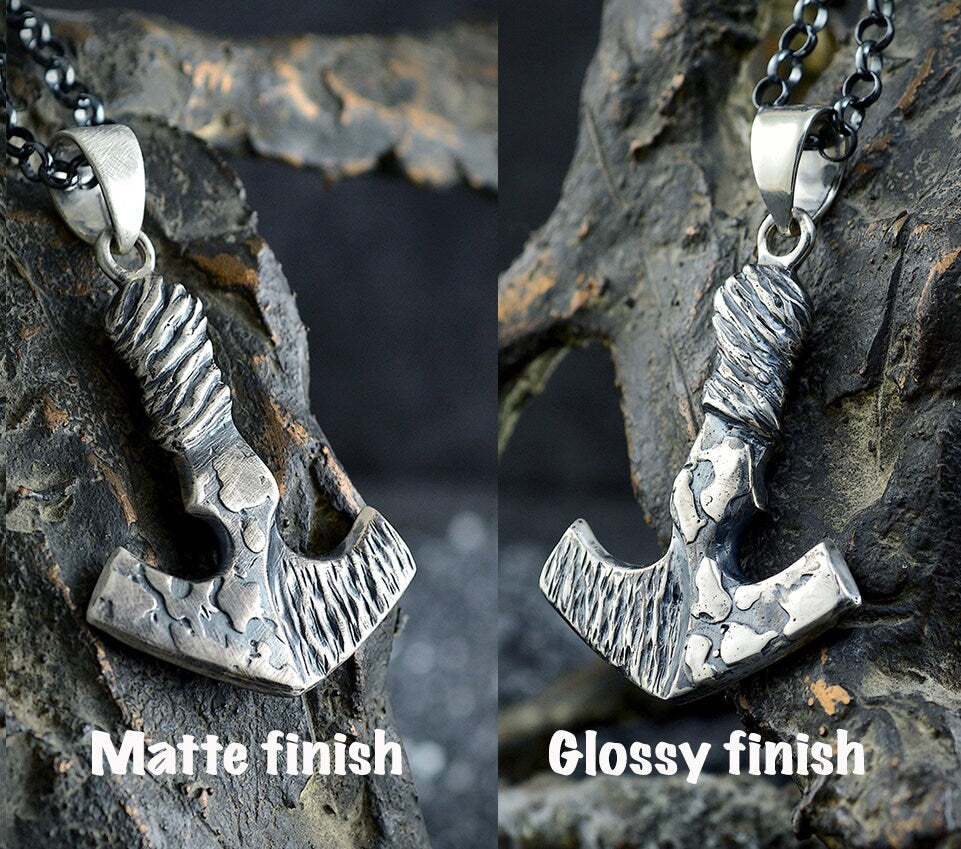 Hammered Texture Viking Amulet Necklace, Mjolnir Silver Pendant