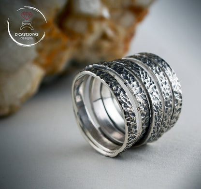 Hammered Continuous Wire Silver Ring, Infinity Band Ring, Infinity Loop Ring, Contemporary Jewelry