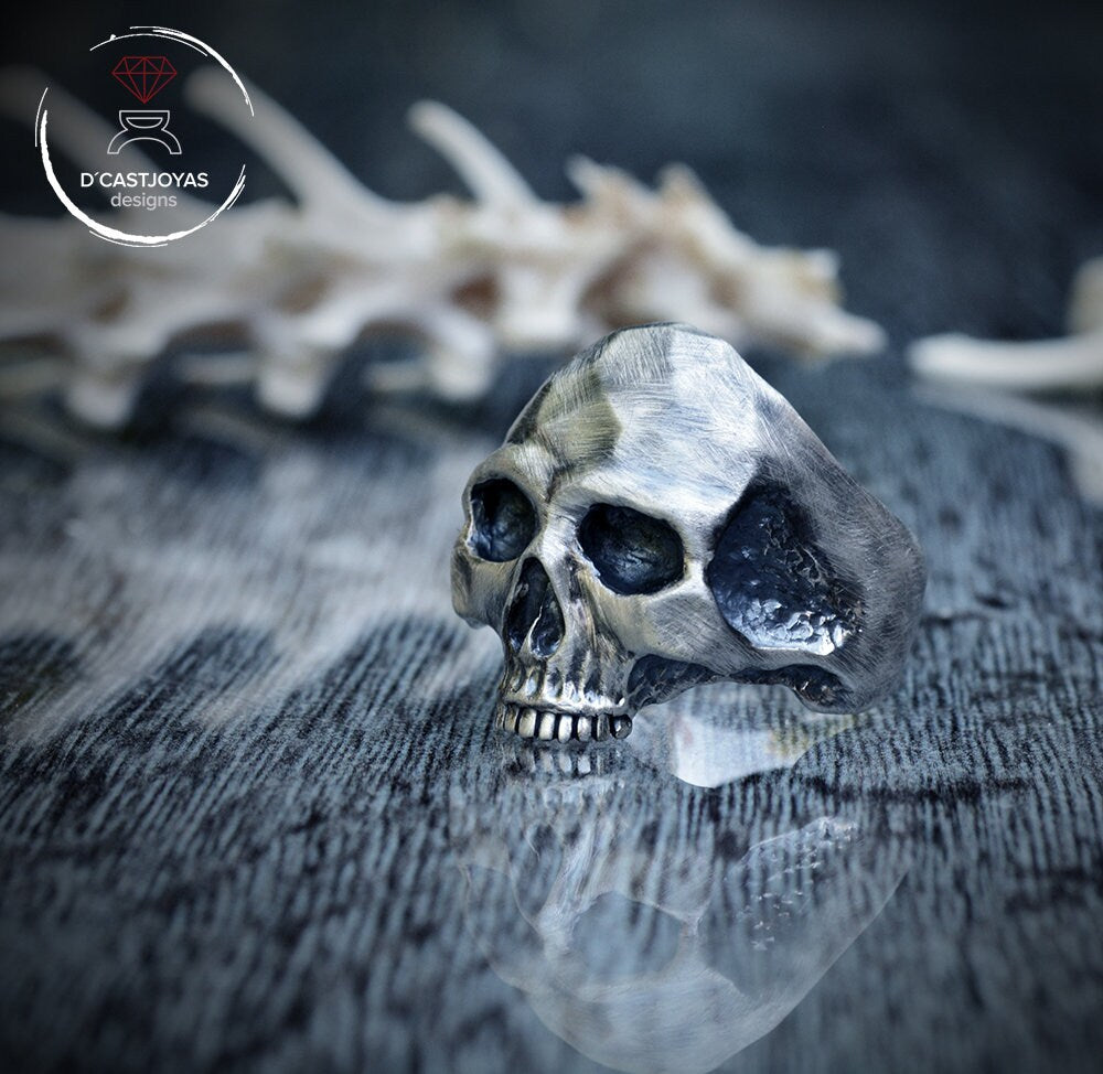 Anillo Calavera Plata 925 maciza, Anillo calavera inspirado en Keith Richards, Anillo motero, Hecho a mano, Memento Mori - D´Cast