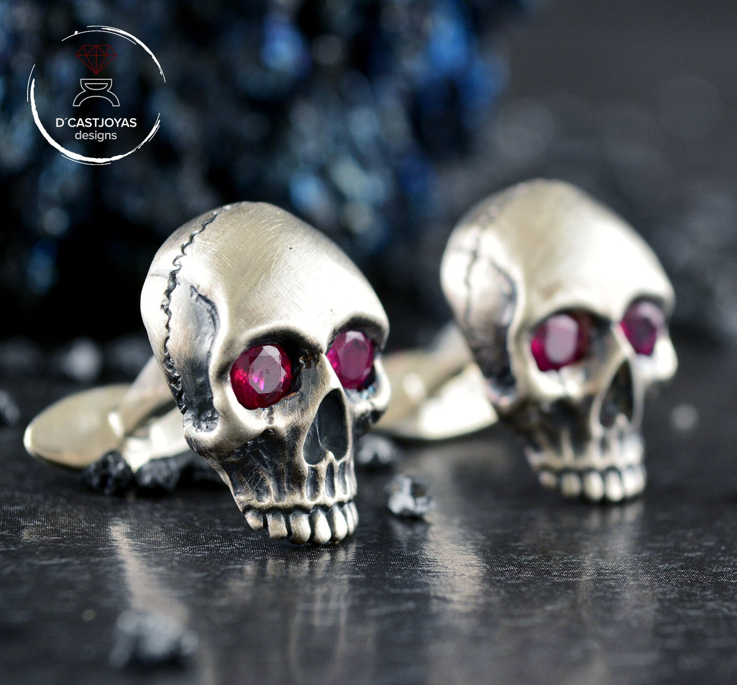 925er Silber Totenkopf-Manschettenknöpfe, Herren-Manschettenknöpfe aus Silber, Totenkopf-Manschettenknöpfe