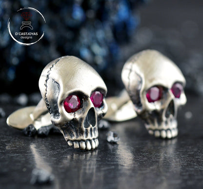 925er Silber Totenkopf-Manschettenknöpfe, Herren-Manschettenknöpfe aus Silber, Totenkopf-Manschettenknöpfe