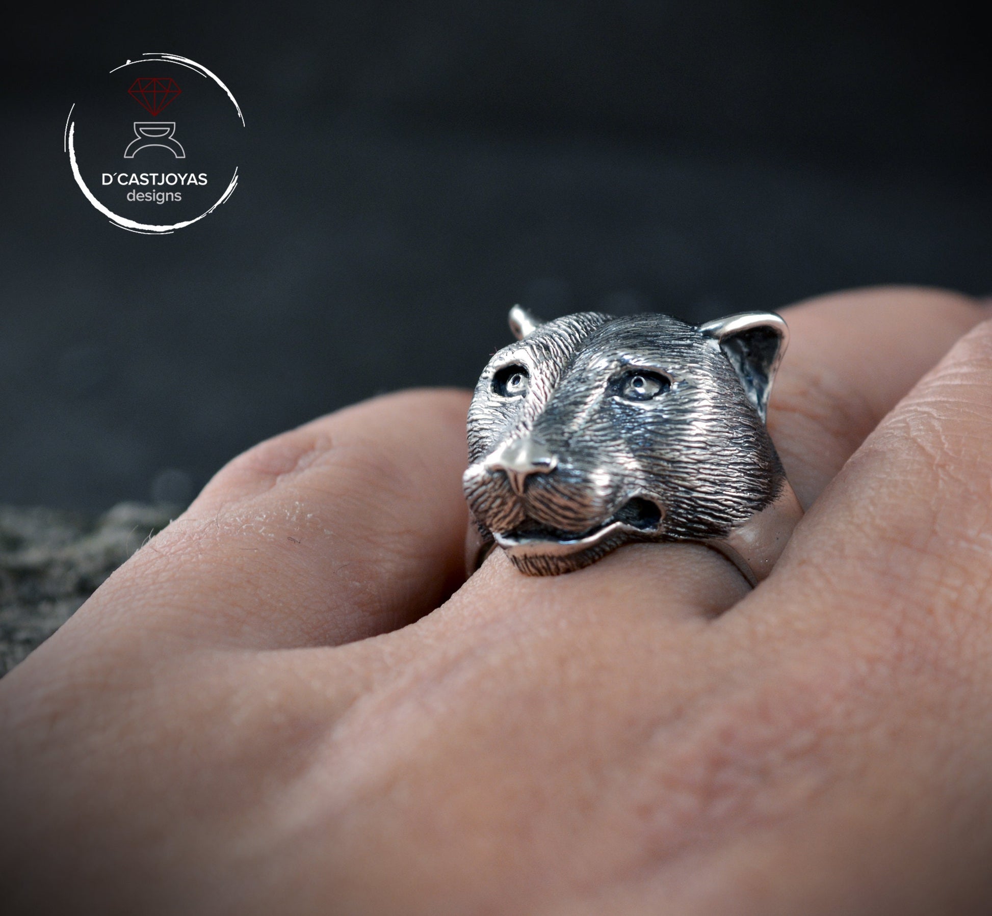 Anillo pantera de plata maciza 925, Anillo  tótem  pantera, Anillo puma de plata - D´Cast