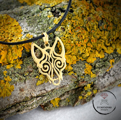 Colgante  oro 18k y 14k  lobo vikingo hecho a mano - D´Cast