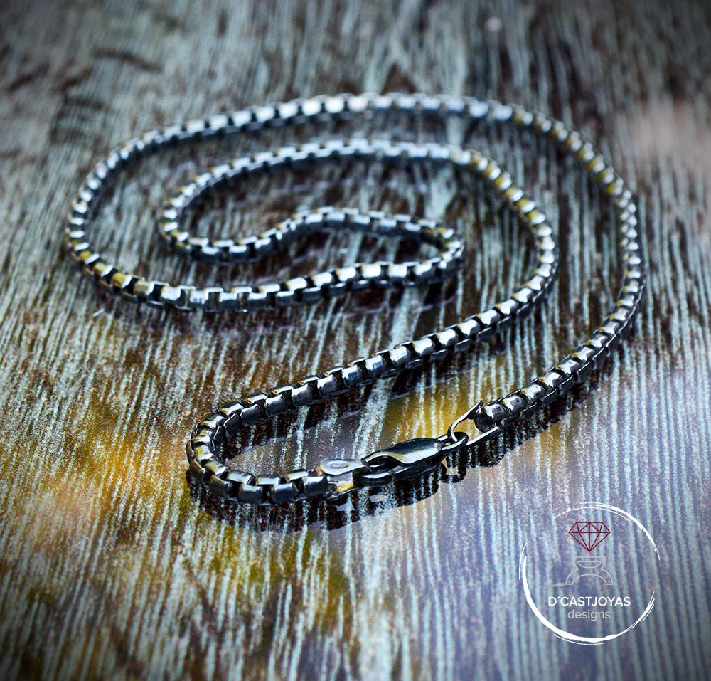 Solid Sterling Silver Square Rolo Chain, Chunky Silver Chain