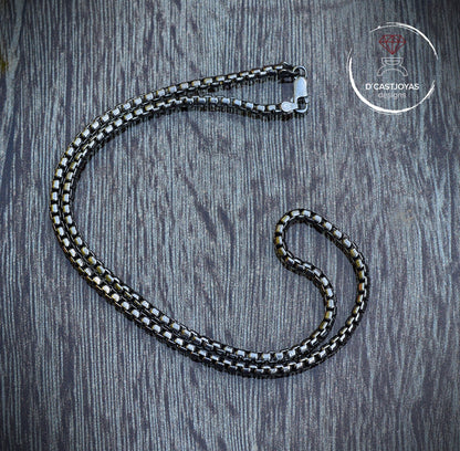 Solid Sterling Silver Square Rolo Chain, Chunky Silver Chain