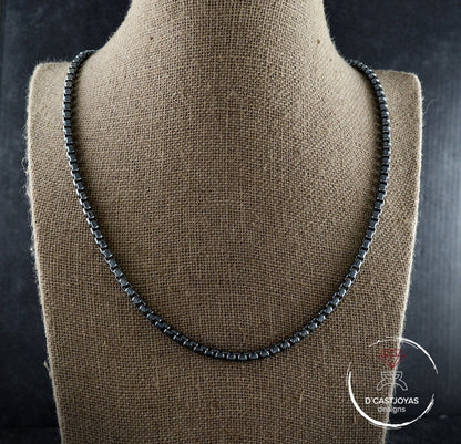 Solid Sterling Silver Square Rolo Chain, Chunky Silver Chain