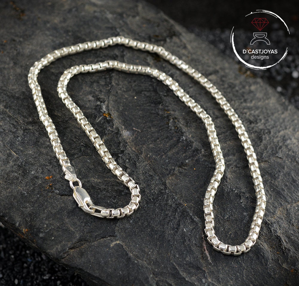 Solid Sterling Silver Square Rolo Chain, Chunky Silver Chain
