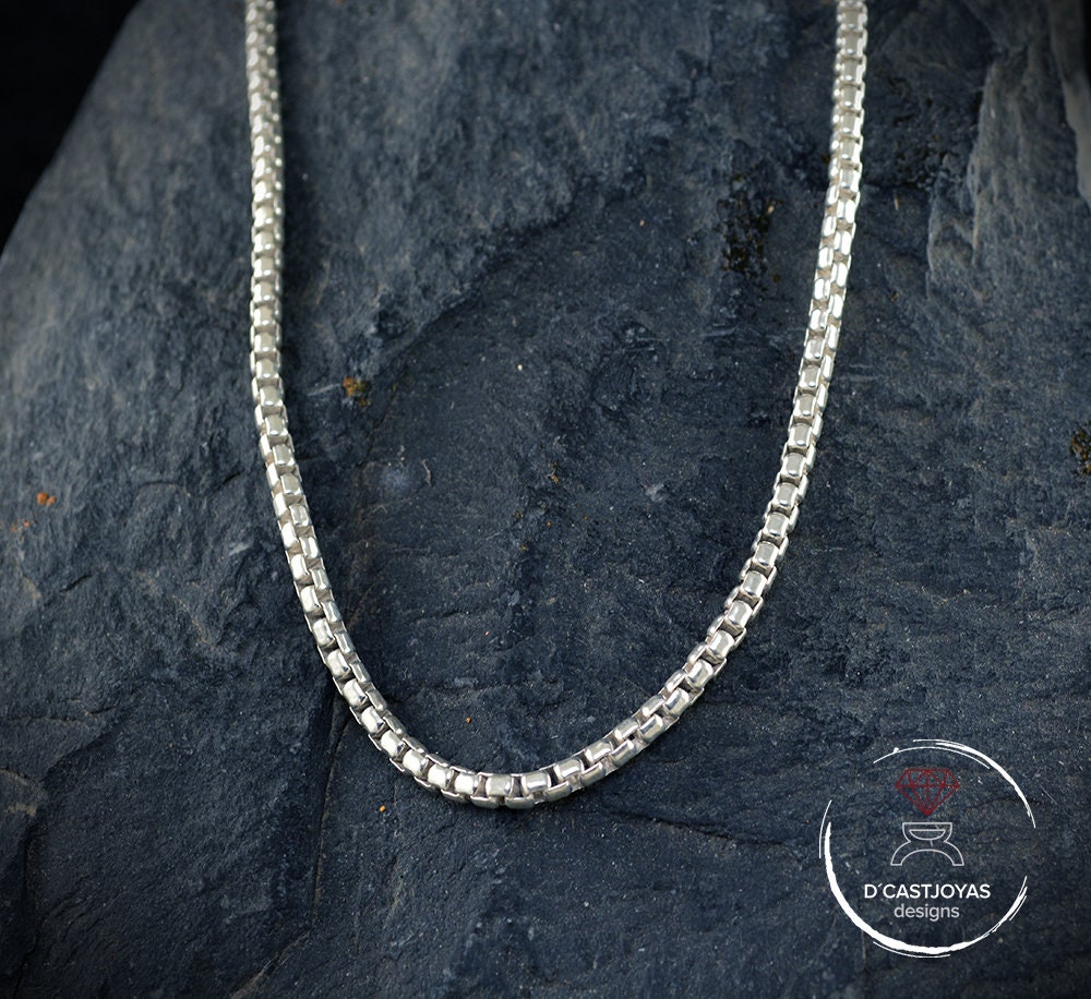 Solid Sterling Silver Square Rolo Chain, Chunky Silver Chain