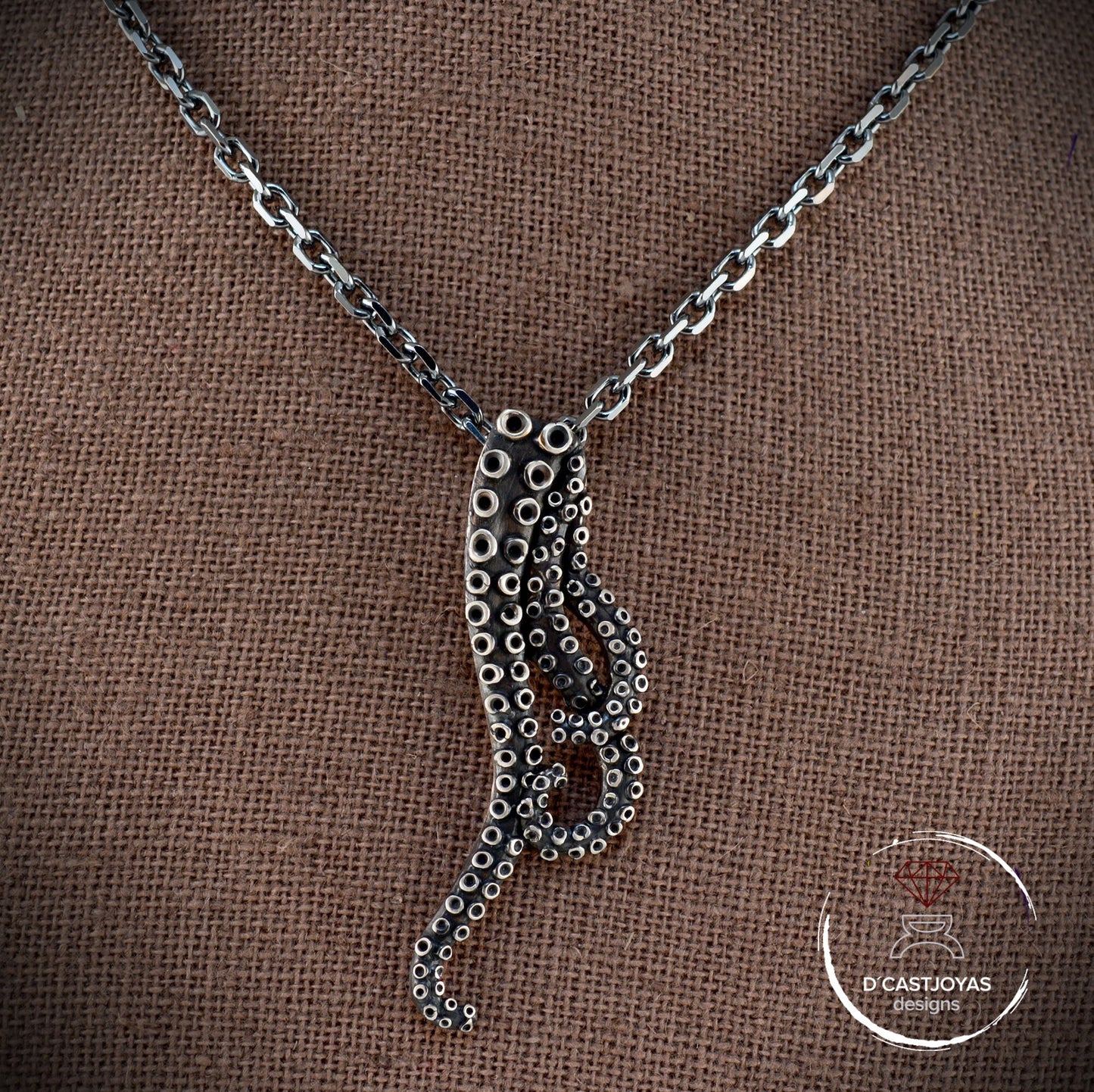 Pulpo Colgante de plata 925, Collar de pulpo tentáculos, Joyas oceánicas, Colgante artesanal - D´Cast