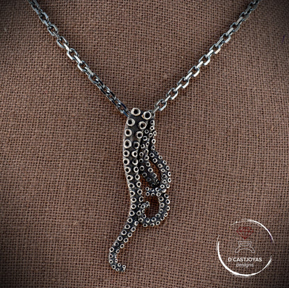 Pulpo Colgante de plata 925, Collar de pulpo tentáculos, Joyas oceánicas, Colgante artesanal - D´Cast